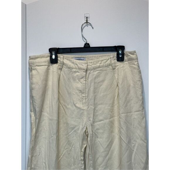 WeWoreWhat Wide Leg Linen Blend Yellow Pants Size 8 - Picture 2 of 6